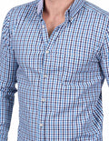 Camisas Para Hombre Bobois Casuales Moda Manga Larga Cuadros Regular Fit Azul B25201