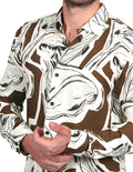 Camisas Para Hombre Bobois Casuales Moda Manga Larga Estampada Relaxed Fit Unico B26306
