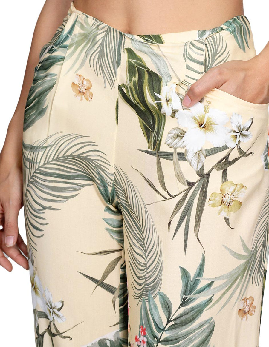Pantalones Para Mujer Bobois Moda Casuales Estampados Amplios Estampado Floral Unico W21109