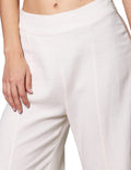 Pantalones Para Mujer Bobois Moda CasualesTipo Lino Pierna Ancha Liso Cómodo W31115 Hueso