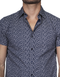 Camisas Para Hombre Bobois Moda Casuales Manga Corta Con Estampado Regular Fit Marino B21356