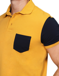 Playeras Hombre Tipo Polo Combinada Con Bolsa Mostaza A15163