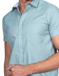 Camisas Para Hombre Bobois Moda Casuales Manga Corta Lisa Básica Slim Fit Verde B21151