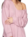 Sueters Para Mujer Bobois Moda Casuales Cuello V Amplio Comodo Oversize Palo Rosa O13106