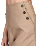 Shorts Para Mujer Bobois Moda Casuales Amplio Con Botones Beige Y21103