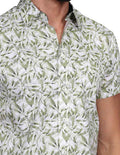 Camisas Para Hombre Bobois Moda Casuales Manga Corta Estampada Slim Fit Verde B21382