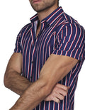 Camisas Para Hombre Bobois Moda Casuales Manga Corta Con Rayas Regular Fit 1 B21360