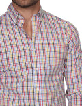 Camisas Para Hombre Bobois Moda Casuales Manga Larga Cuadros Regular Fit Blanco B21207