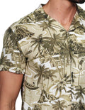 Camisas Para Hombre Bobois Moda Casuales Manga Corta Estampada Hawaiana Playa Relaxed Fit Olivo B22364