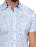 Camisas Para Hombre Bobois Moda Casuales Manga Corta Estampada Floreada Hawaiana Playa Slim Fit Cielo B21380