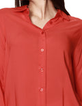 Blusas Camiseras Para Mujer Bobois Moda Casuales Manga Larga N31104 Rojo