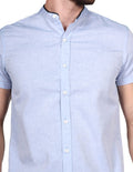Camisas Para Hombre Bobois Moda Casuales Manga Corta Cuello Mao Tipo Lino Relaxed Fit Cielo B21373