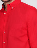 CAMISAS HOMBRE MANGA LARGA CASUALES MODA LISA ROJO B15200