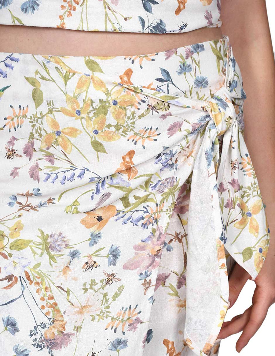 Faldas Para Mujer Bobois Moda Casuales Cruzada Floreada Larga De Lino Unico X21100