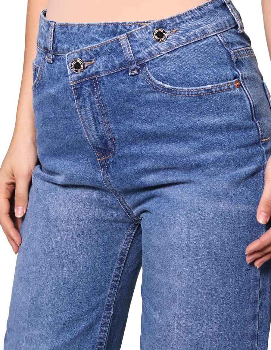 Jeans Para Mujer Bobois Moda Casuales Recto Pierna Amplia Pantalón de Mezclilla V31102 Unico