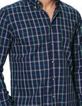 Camisas Para Hombre Bobois Casuales Moda Manga Larga Cuadros Slim Fit B31106 Marino