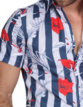 Camisas Para Hombre Bobois Moda Casuales Manga Corta Estampado Regular Fit 4 B21401