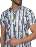 Camisas Para Hombre Bobois Moda Casuales Manga Corta Estampado Regular Fit Gris B21354