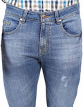 Jeans Para Hombre Bobois Moda Casuales Pantalones de Mezclilla Slim Fit Rotos Azul J25111