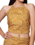 Blusas Para Mujer Bobois Moda Casuales Crop Top Tipo Lino Halter Escote En Espalda N31141 Beige