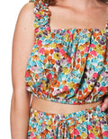 Blusas Para Mujer Bobois Moda Casuales Crop Top Tirantes Estampado Flores N31144 Unico