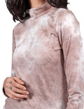 Blusas Para Mujer Manga Larga Cuello Alto Tie Dye Beige N23106