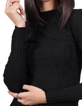 Sueters Para Mujer Bobois Moda Casuales Cuello Redondo Tejido Invierno Negro O23212