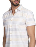 Camisas Para Hombre Bobois Moda Casuales Manga Corta Rayas Regular Fit Amarillo B21353