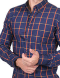 Camisas Para Hombre Bobois Moda Manga Larga Cuadros B25217 Rusty
