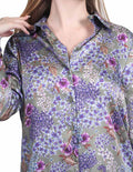 Blusas Para Mujer Bobois Moda Casuales Manga Larga Camisera Satinada Estampado Floral Unico N23103