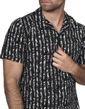 Camisas Para Hombre Bobois Moda Casuales Manga Corta Rayas Hawaiana Relaxed Fit Negro B21398
