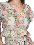 Blusas Para Mujer Bobois Moda Casuales Estampado De Flores Manga Corta Cuello V Unico N21134
