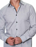 Camisas Para Hombre Bobois Casuales Moda Manga Larga Miniprint Slim Fit B31308 Negro