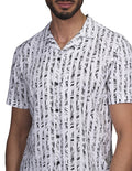 Camisas Para Hombre Bobois Moda Casuales Manga Corta Rayas Hawaiana Relaxed Fit Blanco B21398