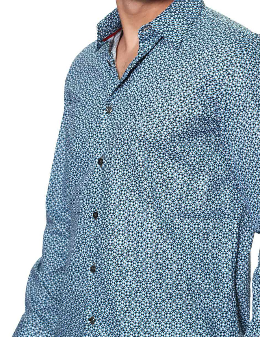 Camisas Para Hombre Bobois Casuales Moda Manga Larga B31314 Azul Slim Fit