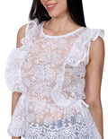 Blusas Para Mujer Bobois Moda Casuales Con Olanes Bordado Transparente Unico N21109