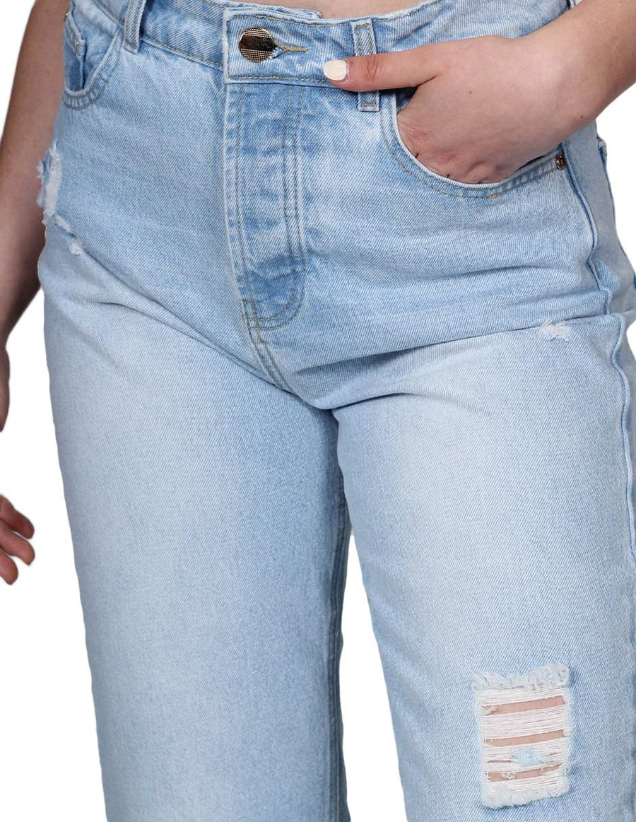 Jeans Para Mujer Bobois Moda Recto Roto Pantalones de Mezclilla Unico –  BOBOIS