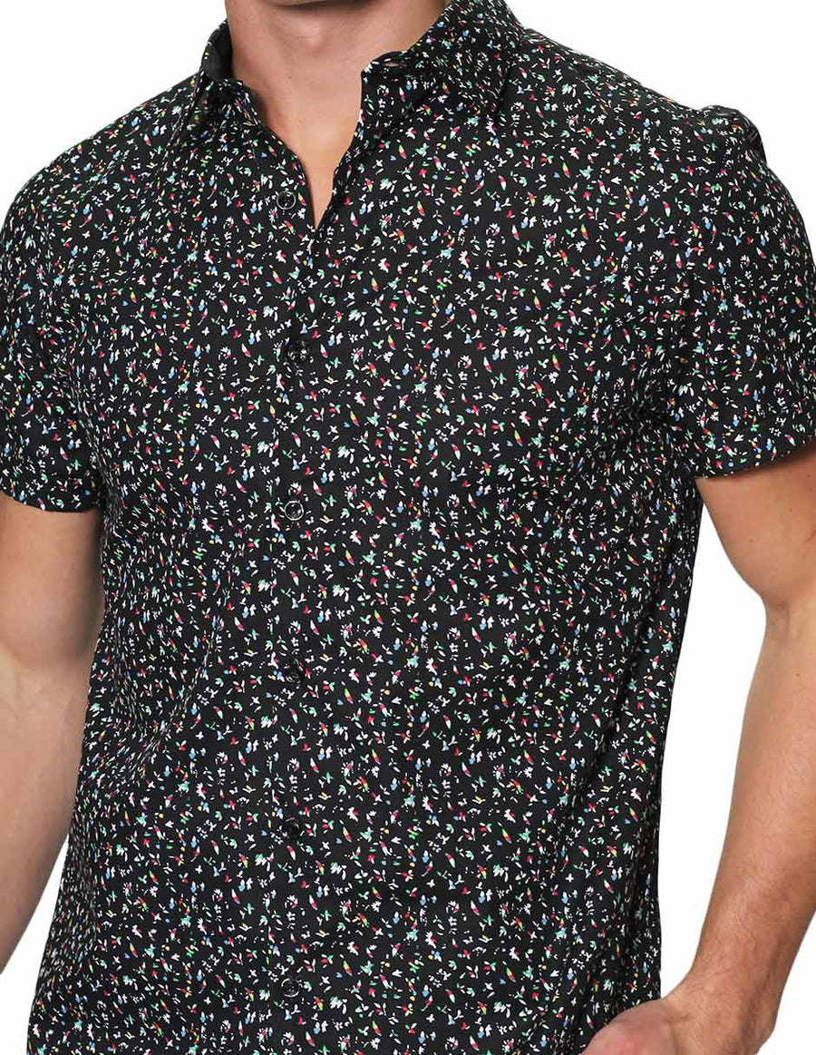 Camisas Para Hombre Bobois Moda Casuales Manga Corta Estampada Algodón Slim Fit B31355 6