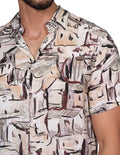 Camisas Para Hombre Manga Corta Estampada Relaxed Fit 5 B22360