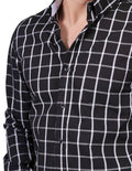 Camisas Para Hombre Bobois Casuales Moda Manga Larga Cuadros Regular Fit Negro B25209