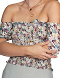 Blusas Para Mujer Bobois Moda Casuales Manga Corta Estampado Floral Escote Corazon Unico N21133